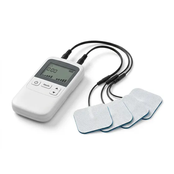 Handheld TENS unit with four electrode pads